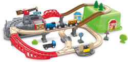 Hape Set trenulet de lemn cu cutie depozitare 50 piese Hape (E3764B) Trenulet