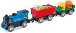Hape Set de joaca din lemn Hape - Locomotiva si vagoane cu baterii (E3720A) Trenulet