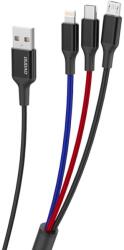 Dudao 3in1 USB-Lighning/ USB Type-C/ micro USB kábel 5A 38 Cm fekete (L10pro)