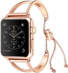 Alphajack Apple Watch 4/5/6/7/8/SE/Ultra (42/44/45/49mm) karkötő formájú fém óraszíj rose gold színű Alphajack
