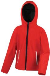 Result Core Kids Unisex Junior Junior kapucnis softshell kabát 7/8 EVES fekete|vörös