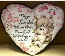  Nagy szív párna-Senki sem tökéletes Macis - Szerelmes ajándék - Valentin napi ajándék (P319 11.13)