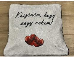 Flitteres párna fekete - Köszönöm, hogy vagy nekem. - Szerelmes ajándék - Valentin napi ajándék (PAR013)