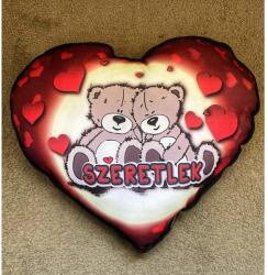  Nagy szív párna - Maci pár - Szerelmes ajándék - Valentin napi ajándék (PL093 07.27.)