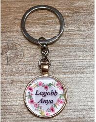  Üveglencsés kulcstartó szív - A legjobb Anya - Ajándék Anyának - Anyák napi ajándék (9348-4)