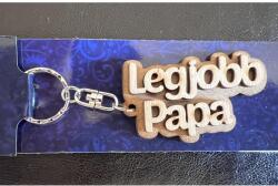  Kulcstartó - Gravírozott fa - Legjobb Papa - Ajándék Nagypapának (IKR004 09.29)