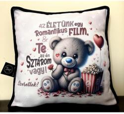  Kocka párna - Az életünk egy romantikus film - Szerelmes ajándékok - Valentin napi ajándék (DP090 26.02.01. rend)
