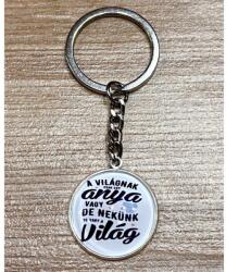  Üveglencsés kulcstartó - Anya a világ - Ajándék Anyának - Anyák napi ajándék (9348-6)