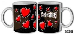 Bögre 3 dl - Szeretlek fekete - Szerelmes bögre - Valentin napi ajándék (B268)