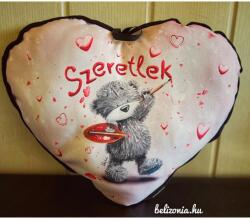  Nagy szív párna - Szeretlek festő maci - Szerelmes Ajándék - Valentin napi ajándék (P314 26.02.09.)