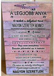  Dísztábla kicsi -Te vagy a Legjobb Anya - Ajándék Anyának - Anyák napi ajándék (814.00)