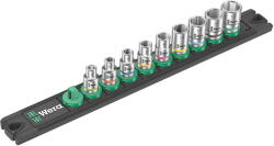 Wera A 4 socket magnet strip Zyklop socket set 1/4 (black/green, 9 pieces) (05005400001)