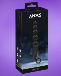 Anos Anal Beads - Anál gyöngysor vibrációval (fekete) - edeselet