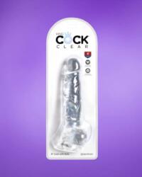 King Cock, Pipedream King Cock Realistic Dildo With Testicles 8" Clear - Realisztikus dildó