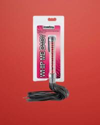 Lovetoy Whip Me Baby - Műbőr korbács (piros/fekete)