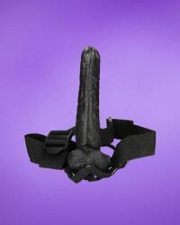 RealRock 9" - Felcsatolható dildó herékkel (fekete) - 23cm