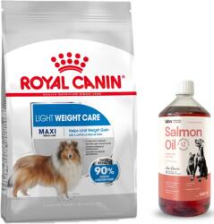 Royal Canin CCN Maxi Light Weight Care 12 kg hrană uscată pentru câini adulți, rase mari predispuse la creștere în greutate + LAB V Ulei de somon pentru câini și pisici 1000 ml