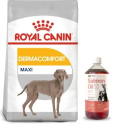 Royal Canin CCN Maxi Dermacomfort 12 kg hrană uscată pentru câini adulți, rase mari, cu piele sensibilă predispusă la iritații + LAB V Ulei de somon pentru câini și pisici 1000 ml