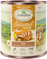 Lukullus 24x800g Lukullus Naturkost Selected Recipes: finom kacsaszív nedves kutyatáp