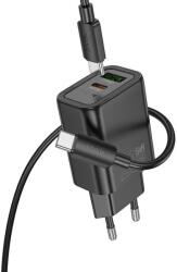 hoco. fali töltő USB A + Type C + kábel Type C - Lightning PD QC3.0 3A 20W N61 fekete