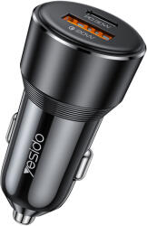 YESIDO autós töltő Y64 - USB + Type C - 20W + PD 30W fekete