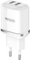 YESIDO fali töltő YC26 EU - 2xUSB - 18W fehér