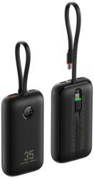 VEGER powerbank 10000 mAh beépített kábelekkel Type C / Lightning PD QC3.0 35W K1 (W1188) fekete