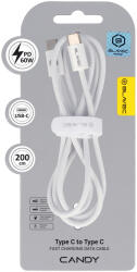 Blavec Cable Candy fonott kábel - Type C to Type C - PD 60W 3A 2 méter (CCA-CC3W20) fehér