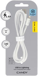 Blavec Cable Candy fonott - USB Lightning kábel - 2, 4A 1 méter (CCA-UL24W10) fehér