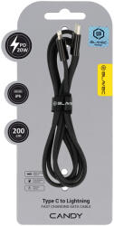Blavec Cable Candy fonott - Type C - Lightning - PD 20W 2, 4A 2 méter (CCA-CL24B20) fekete USB kábel