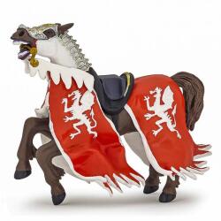 Papo Figurina Papo - Personaje medievale, Calul Regelui cu blazon dragon rosu Figurina