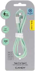 Blavec Cable Candy fonott - Type C to Type C - PD 60W 3A 2 méter (CCA-CC3GN20) zöld