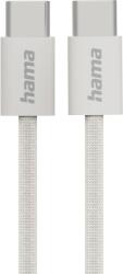 Hama Кабел за зареждане "Fabric", USB-C - USB-C, 1 m, Nylon, сив (HAMA-201728) - cybertrade