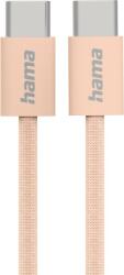Hama Кабел за зареждане "Fabric", USB-C - USB-C, 1 m, Nylon, оранжев (HAMA-201727) - cybertrade