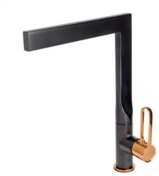 FDesign Baterie bucatarie FDesign Zaffiro negru mat-rose gold lucios monocomanda (FDSFD1-ZFR-4-25)