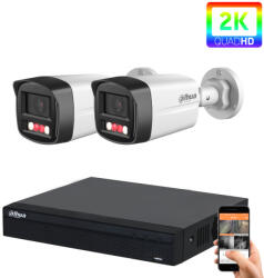 DAHUA 2 biztonsági kamerás IP kamera rendszer 4MP színes éjszakai képpel (DAHUA-IP-4MP-TL1-02)