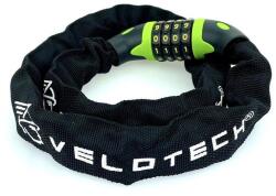 Velotech integrált számkombinációs láncos zár, 6 mm x 90 cm, fekete