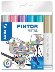 Pilot Dekormarker készlet, 1, 4 mm, PILOT "Pintor M" 6 különböző metál szín (PDMPTMM6) - tintasziget