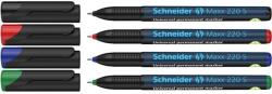 Schneider Alkoholos marker készlet, OHP, 0, 4 mm, SCHNEIDER "Maxx 220 S", 4 különböző szín (TSC220V4) - tintasziget