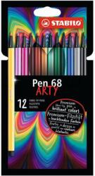 STABILO Filctoll készlet, 1 mm, STABILO "Pen 68 ARTY", 12 különböző szín (TST68121) - tintasziget