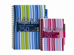 Pukka Pad Spirálfüzet, A4, vonalas, 125 lap, PUKKA PAD "Stripe project book (PUPBA4) - tintasziget