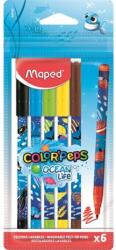 Maped Filctoll készlet, 2 mm, kimosható, MAPED "Color`Peps Ocean Life", 6 különböző szín (MEN-CO-IMA845700)