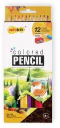 COLOKIT Színes ceruza készlet, hatszögletű, hegyezővel, COLOKIT, 12 különböző szín (FOCPCC012) - tintasziget