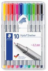 STAEDTLER Tűfilc készlet, 0, 3 mm, STAEDTLER "Triplus 334", 10 különböző szín (TS334SB10) - tintasziget