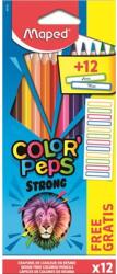 Maped Színes ceruza készlet, háromszögletű, MAPED, "Color`Peps Strong" 12 különböző szín + 12 ajándék matrica (IMA862725) - tintasziget