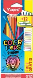 Maped Színes ceruza készlet, háromszögletű, MAPED, "Color`Peps Strong" 12 különböző szín + 12 ajándék matrica (MEN-CO-IMA862725)