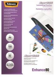 Fellowes Meleglamináló fólia, 80 mikron, A4, SuperQuick, fényes, 100 db, FELLOWES (IFW54400) - tintasziget
