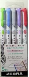 Zebra Szövegkiemelő készlet, 1, 4/4, 0 mm, kétvégű ZEBRA "Mildliner Cool & Refined" 5 szín (TZ78205) - tintasziget