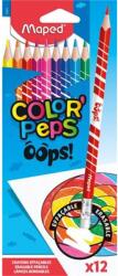 Maped Színes ceruza készlet, háromszögletű, radírozható, MAPED "Color`Peps Oops", 12 különböző szín (IMA832812) - tintasziget