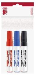 ICO Tábla- és flipchart marker készlet, 1-3 mm, kúpos, ICO "Plan", 3 különböző szín (TICPLV3) - tintasziget